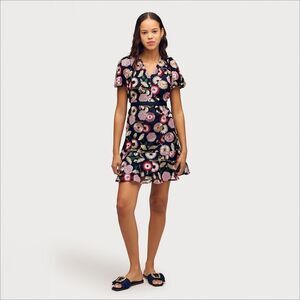NWT Sam Edelman  Embroidered Floral A-Line mini Dress multi color  Sz 10 v-neck